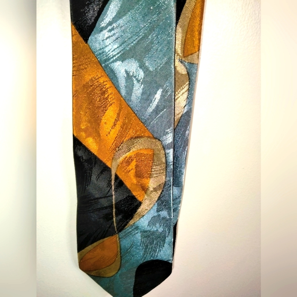FloRence (Silk) Multicolored Abstract Print Hand Made Business Casual Necktie